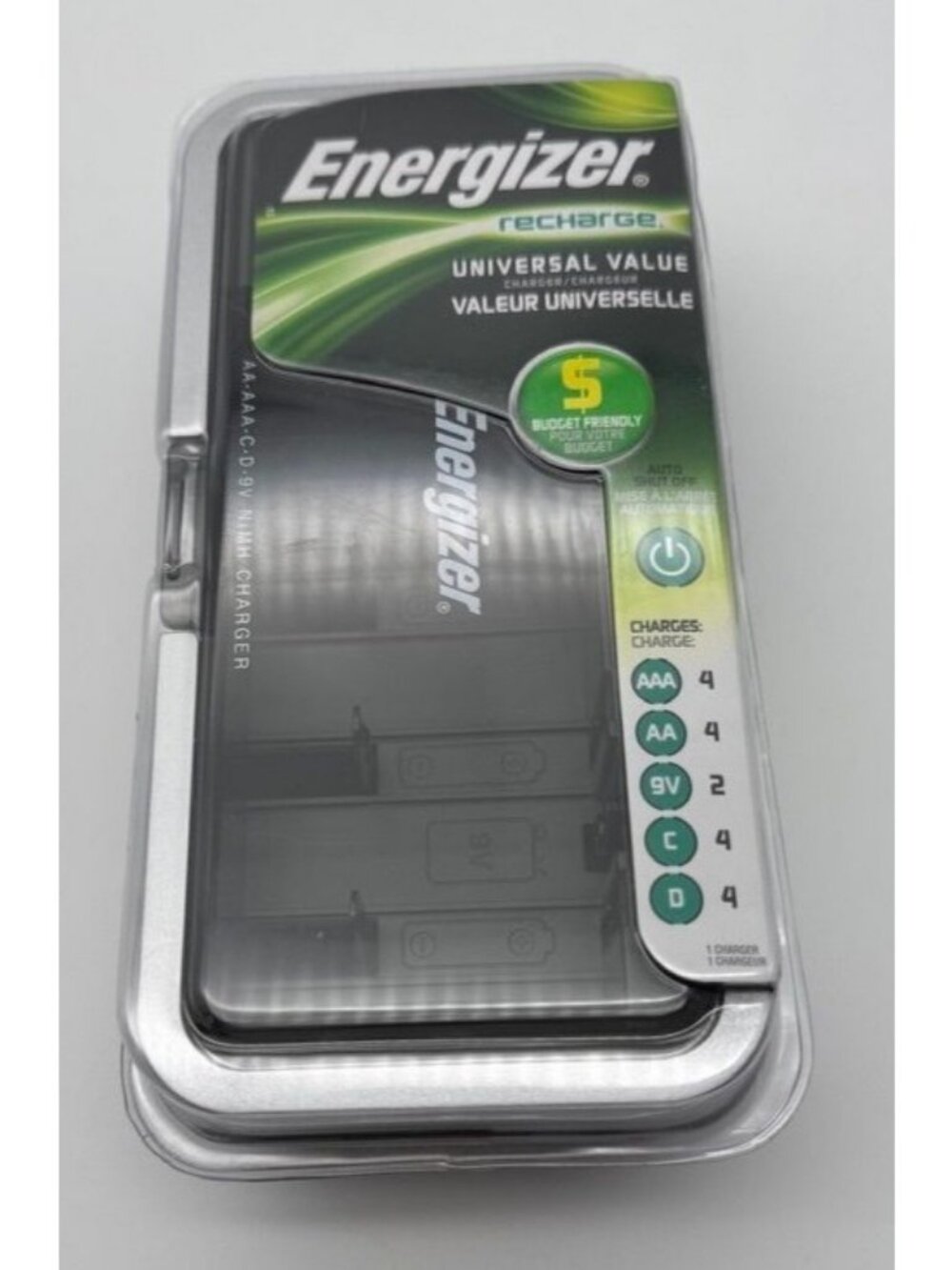 Energizer Recharge Universal Value Charger for AA AAA C D 9 Volt Batteries New